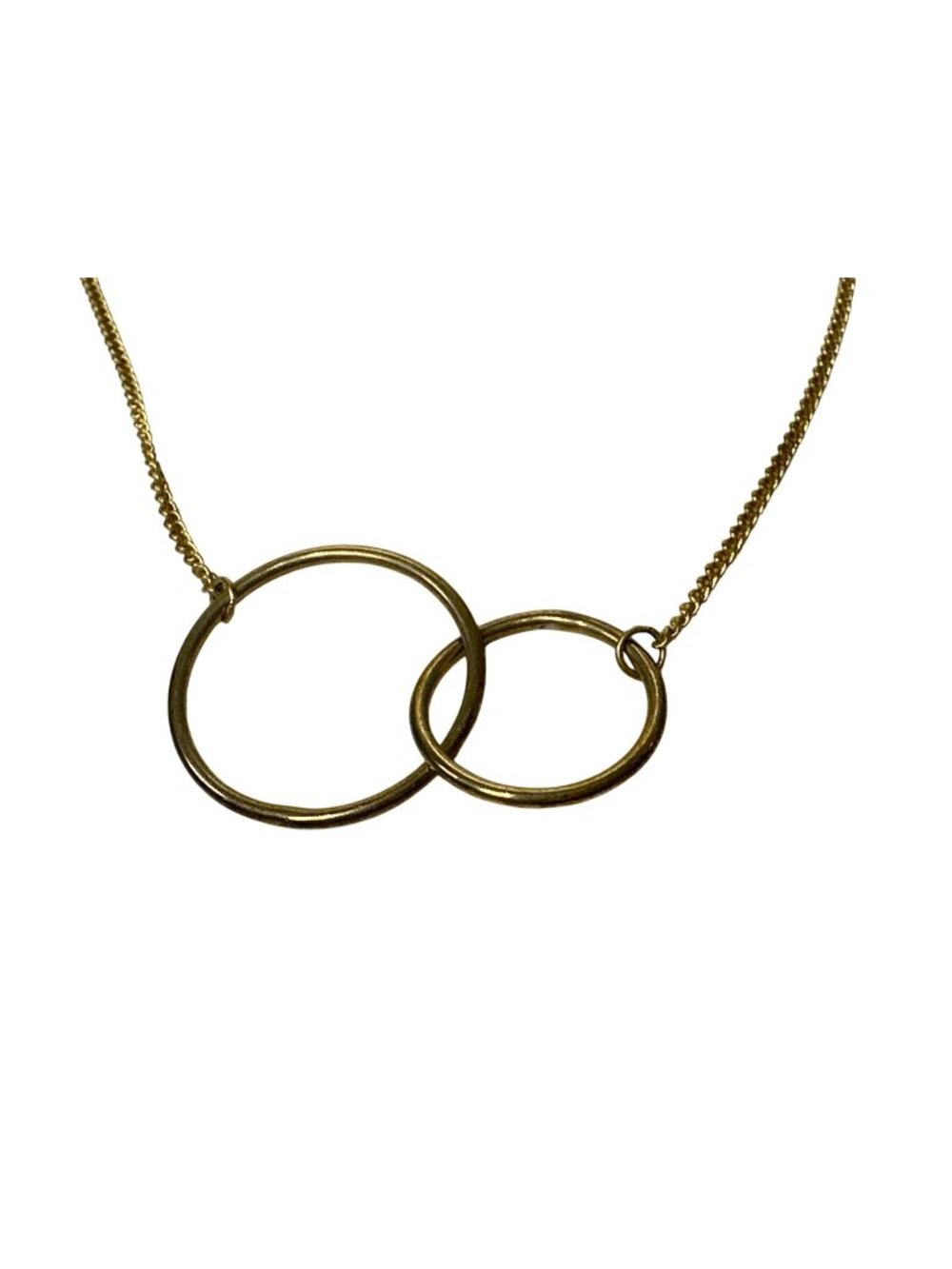 Minimalist Gold-Tone Double Circle Pendant Necklace Dainty Artsy